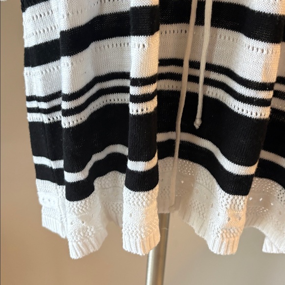 Motherhood maternity white black striped knit sweater lightweight draw string XL - Picture 5 of 10
